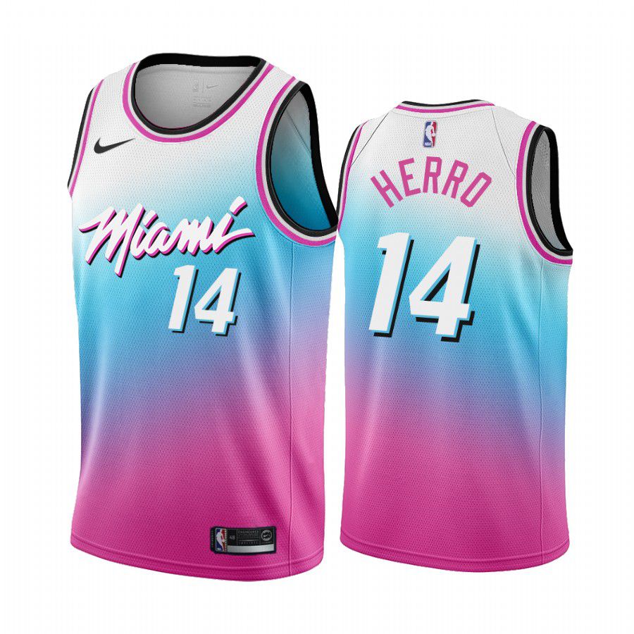 Men Miami Heat 14 tyler herro blue pick city edition vice 2020 nba jersey